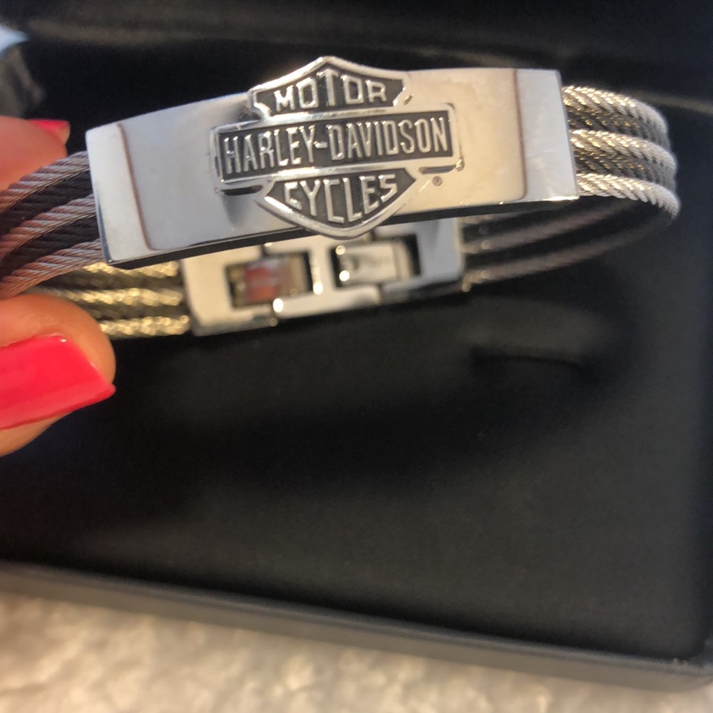 Mens Harley Davidson stainless steel cable bracelet with box - FREE SHIPPING - Picture 5 of 12